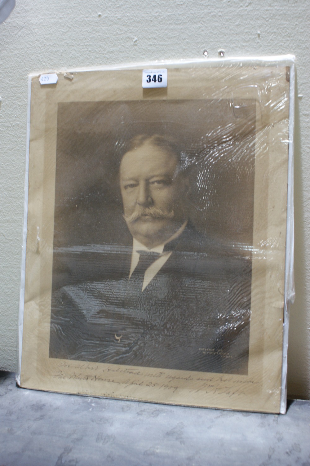 A Portrait Photograph Of William Howard Taft, 27th President Of The U.S.A. Signed And Dated 1909