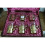A Mid 20th Century Iced Tea Set Of Six Glasses Within Plated Mounts