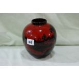 A Royal Doulton Flambe Ware Globular Vase With Landscape Scene, Numbered 8377, 6" High