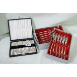 Seven Cased Cutlery Sets