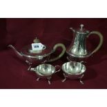 A Four Piece Silver Tea Service On Hoof Supports, 41 Oz All In