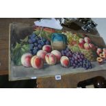 Giovanni Barbaro, Three Unframed Still Life Studies Of Flowers And Fruit, Each Signed, 12" X 30"