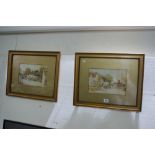 T P Fowler, A Pair Of Water Colour Views Each Of Warwickshire Village Scenes, Signed