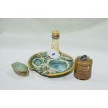 A Wedgwood Majolica Four Piece Condiment Set In The Form Of A Lighthouse And Boat (AF)