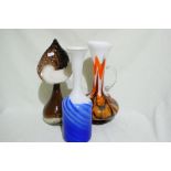 Three Cased Glass Vases