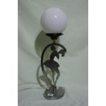 An Oval Chrome Based Art Deco Period Table Lamp, The Base In The Form Of A Ballerina