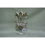 A Rockingham China Style Two Handled Vase With Painted Floral Panel