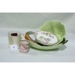 A Carlton Ware Leaf Dish, A Miniature Sunderland Pink Lustre Decorated Mug Etc