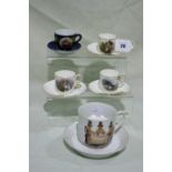 A Welsh Costumes Moustache Cup And Saucer Together With Three Nursery Ware Cups And Saucers Etc