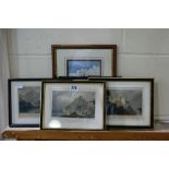 Four Coloured North Wales Engravings Together With An Engraving Of Albert Dock, Liverpool