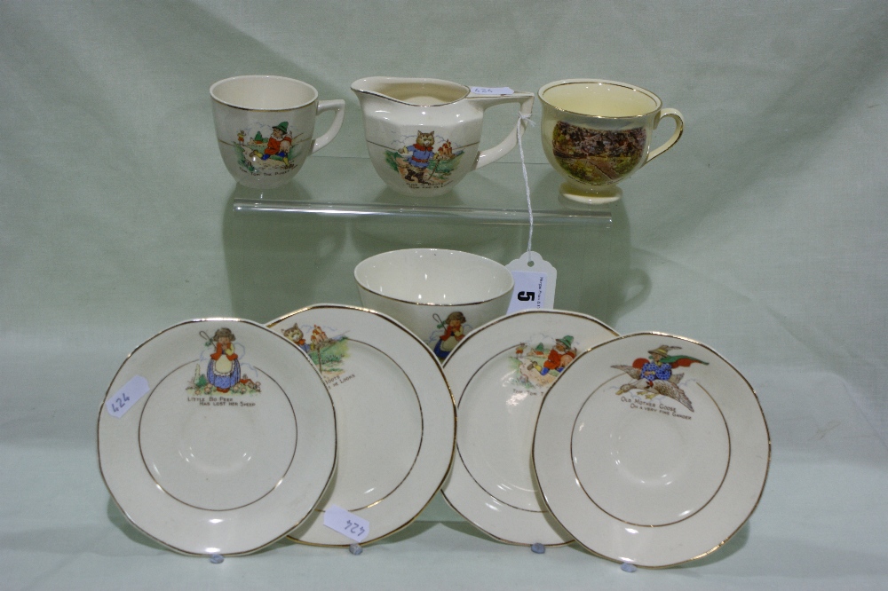 A Small Parcel Of Early 20th Century Staffordshire Pottery Nursery Ware