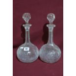 A Pair Of Victorian Narrow Necked Decanters