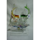 Three Cased Glass Fish Ornaments