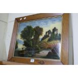 A Victorian Reverse Painting On Glass Of A Rural View