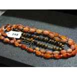 Three Amber And Tigers Eye Bead Necklaces