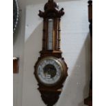 An Edwardian Oak Encased Wall Barometer Retailed By W Williams Jones, Caernarfon