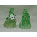 A Pair Of John Derbyshire Moulded Glass Figures Of Mr & Mrs Punch (AF)
