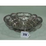 A Continental Silver Oval Pierced Basket With Embossed Scene Of Cherubs