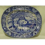 A John And Richard Riley Blue And White Transfer Decorated Meat Plate, Eastern Street Scene, 17"