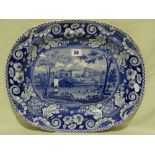 A John And Richard Riley Pottery Blue And White Transfer Decorated Meat Plate, Bretton Hall,