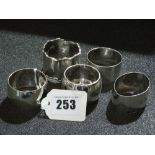 Five Silver Serviette Rings