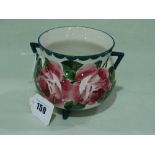 A Wemyss Pottery Three Footed Cauldron Vase Decorated With Cabbage Roses, Impressed Mark And