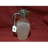 A Victorian Cut Glass Wine Jug With Silver Handle And Cover, Hallmarks For Sheffield 1897