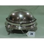 A Four Footed Silver Plated Roll Top Breakfast Dish