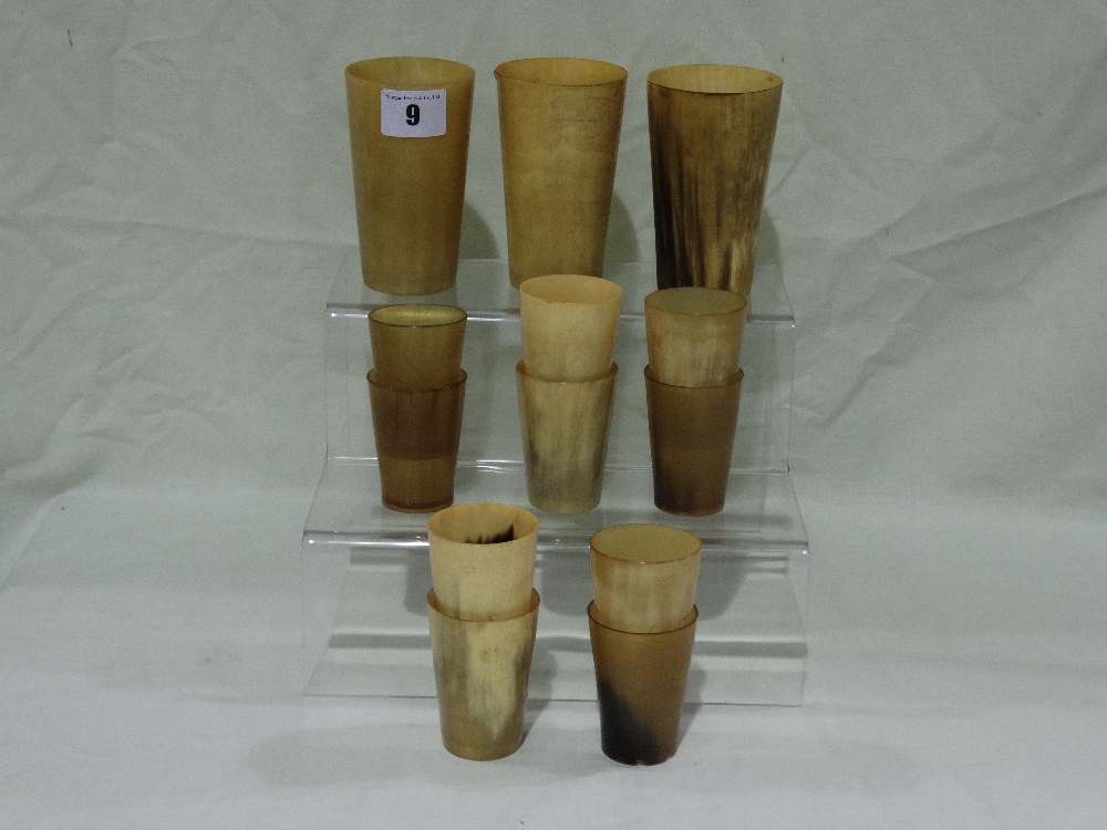 A Group Of 19th Century Horn Beakers