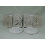 A Pair Of Royal Copenhagen Parian Ware Circular Plaques Together With Four Resin Plaques