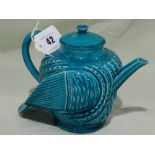A Minton Pottery Turquoise Ground Novelty Tea Pot In The Form Of A Bird, Impressed Mark And Model