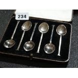 A Cased Set Of Six Silver Coffee Spoons