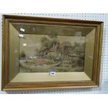 R Macauley Water Colour, Thatched Cottage And Garden Scene Signed