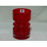 A Circular Red Glass Vase By Nanny Still