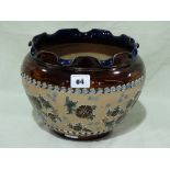 A Doulton Slaters Stoneware Jardiniere With Floral Decorated Band