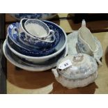 A Collection Of Blue And White Transfer Wares
