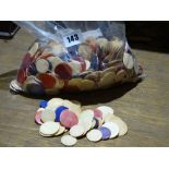 A Large Quantity Of Stained Bone Games Counters