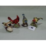 Four Royal Worcester China Model Birds