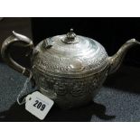A Circular Based Victorian Silver Tea Pot Decorated With A Zodiac Symbol Band, London 1878 Approx 13
