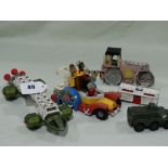 A Corgi Toys Popeye Paddle Wagon Together With Other Diecast Metal Vehicles