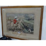 John Leech (1817-1864) Water Colour Hunting Scene Titled "Don't Move There, We Shall Clear You"