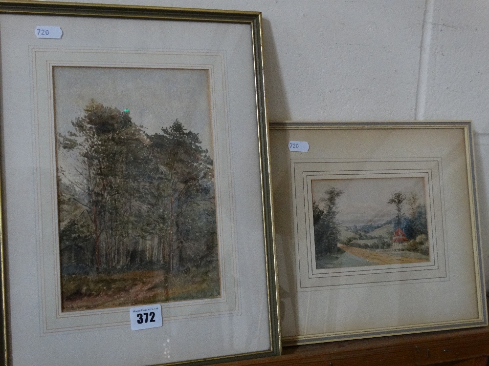 An Early 20th Century Water Colour Woodland Study Together With A Water Colour Landscape View