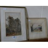 An Early 20th Century Water Colour Woodland Study Together With A Water Colour Landscape View