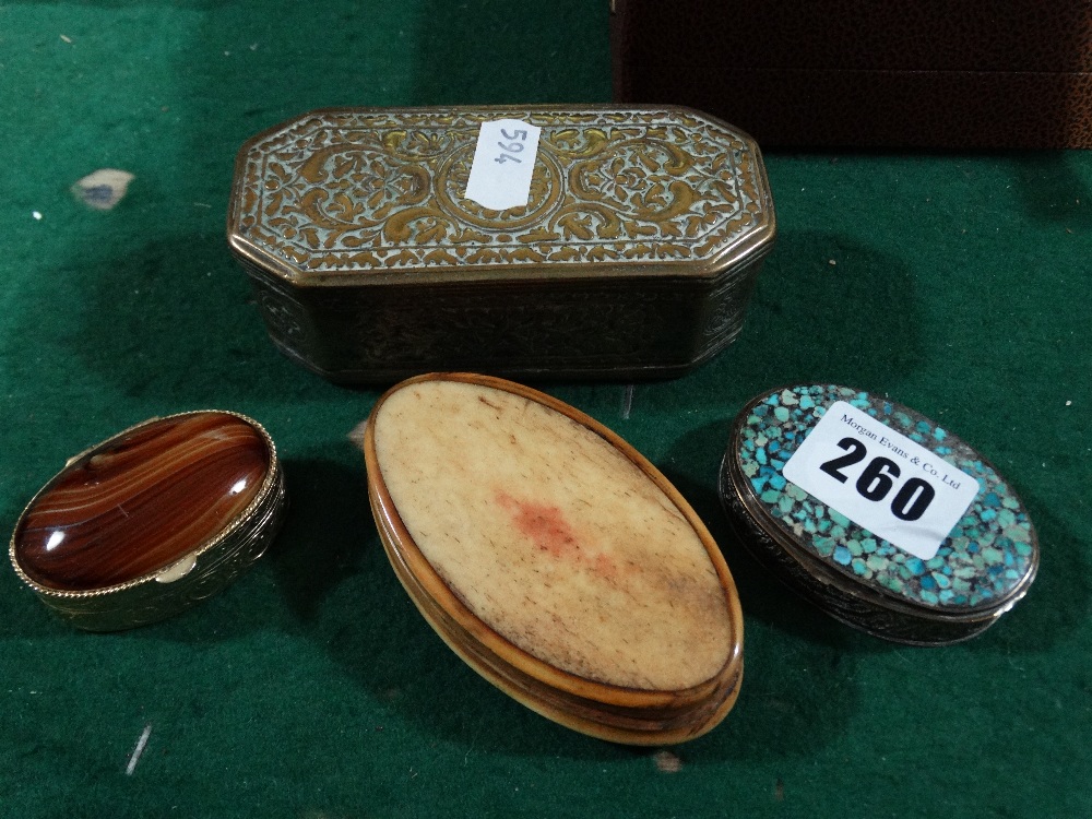 A Horn Snuff Box And Three Others