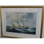 Reuben Chappell Water Colour, Study Of The Pearl Of Gloster In Heavy Seas, Signed 13" X 20"