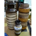 Three West German Pottery Cylindrical Vases