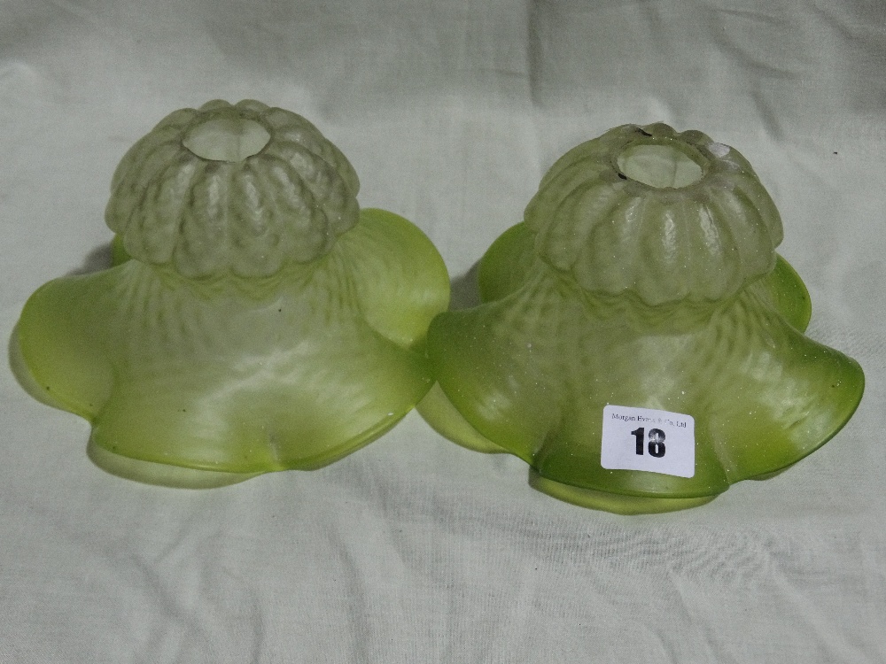 Two Green Tinted Glass Light Shades