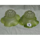 Two Green Tinted Glass Light Shades