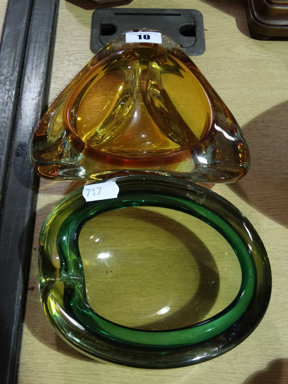 Two Cased Glass Dishes