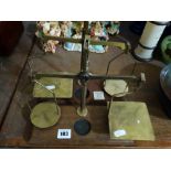 Two Mahogany Based Brass Postage Scales